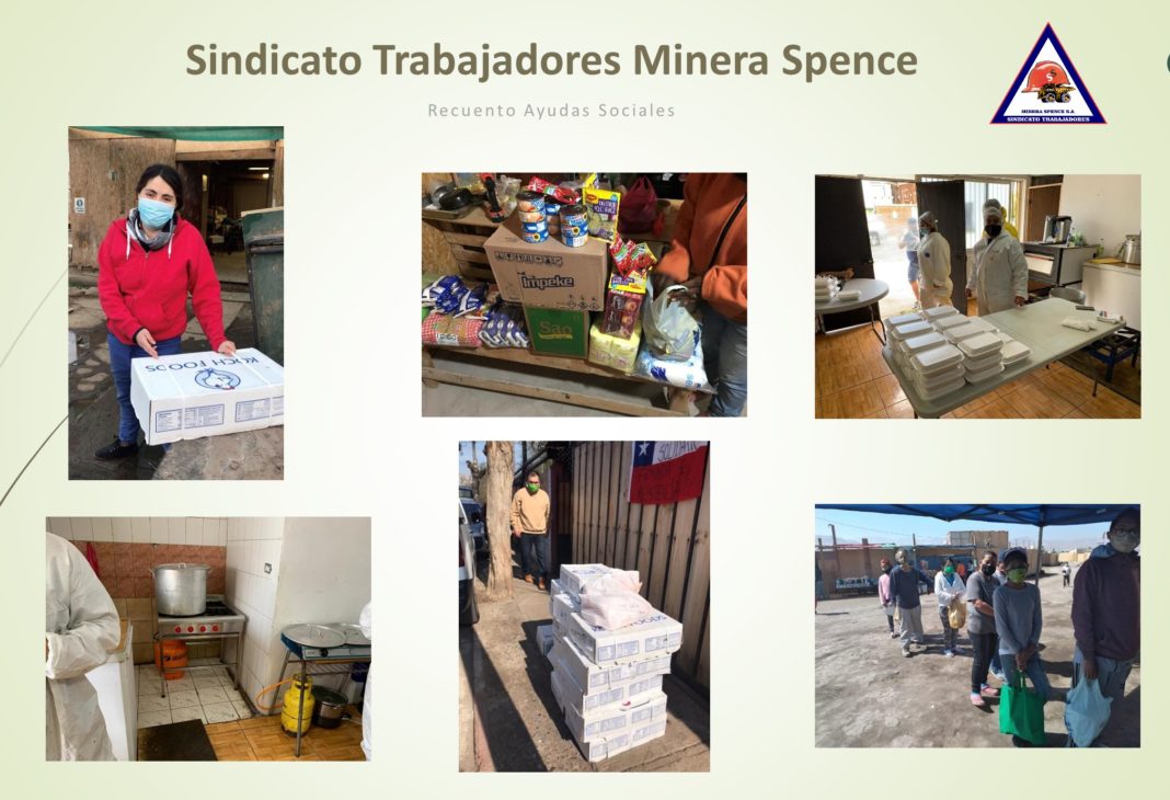 Los trabajadores del sindicato Spence han entregado distintos aportes y ayudas a organizaciones sociales del norte, centro y sur del país.