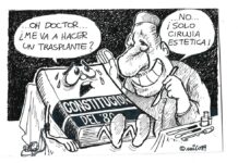 El dibujante «Mico» publicó esta caricatura en 1988 en la otrora revista «Análisis», medio que contribuyó a que Chile recuperara su democracia